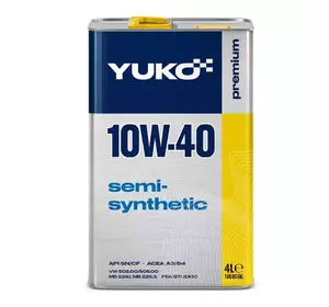 Моторна олива напівсинтетична YUKO 10W-40 Semisynthetic 4л каністра жерсть безкоштовна доставка по Україні