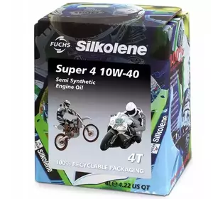 Моторна олива напівсинтетична для 4 тактних двигунів мотоциклів FUCHS SILKOLENE 4T Super 4 10W-40  4л (ойлбокс) безкоштовна доставка по Україні