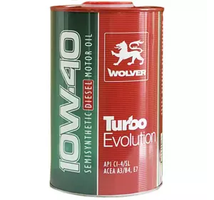 Моторна олива напівсинтетична Wolver Turbo 10W-40 Evolution 1л CI-4/SL безкоштовна доставка по Україні